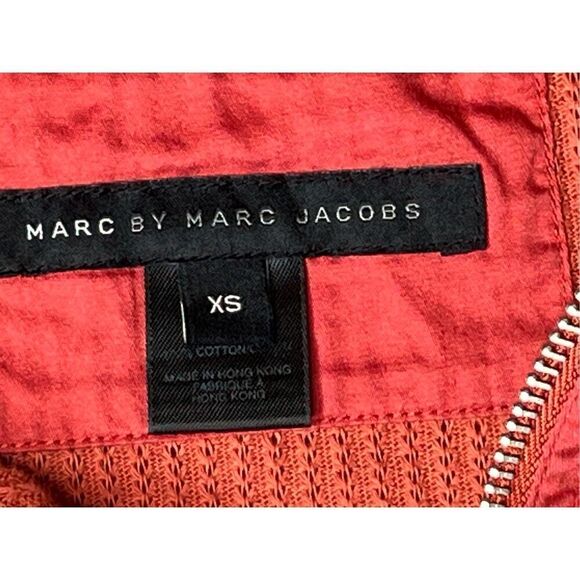 Marc by Marc Jacobs Zip Front Waffle Hoodie Top XS Cinnamon Short Sleeve - Picture 4 of 12